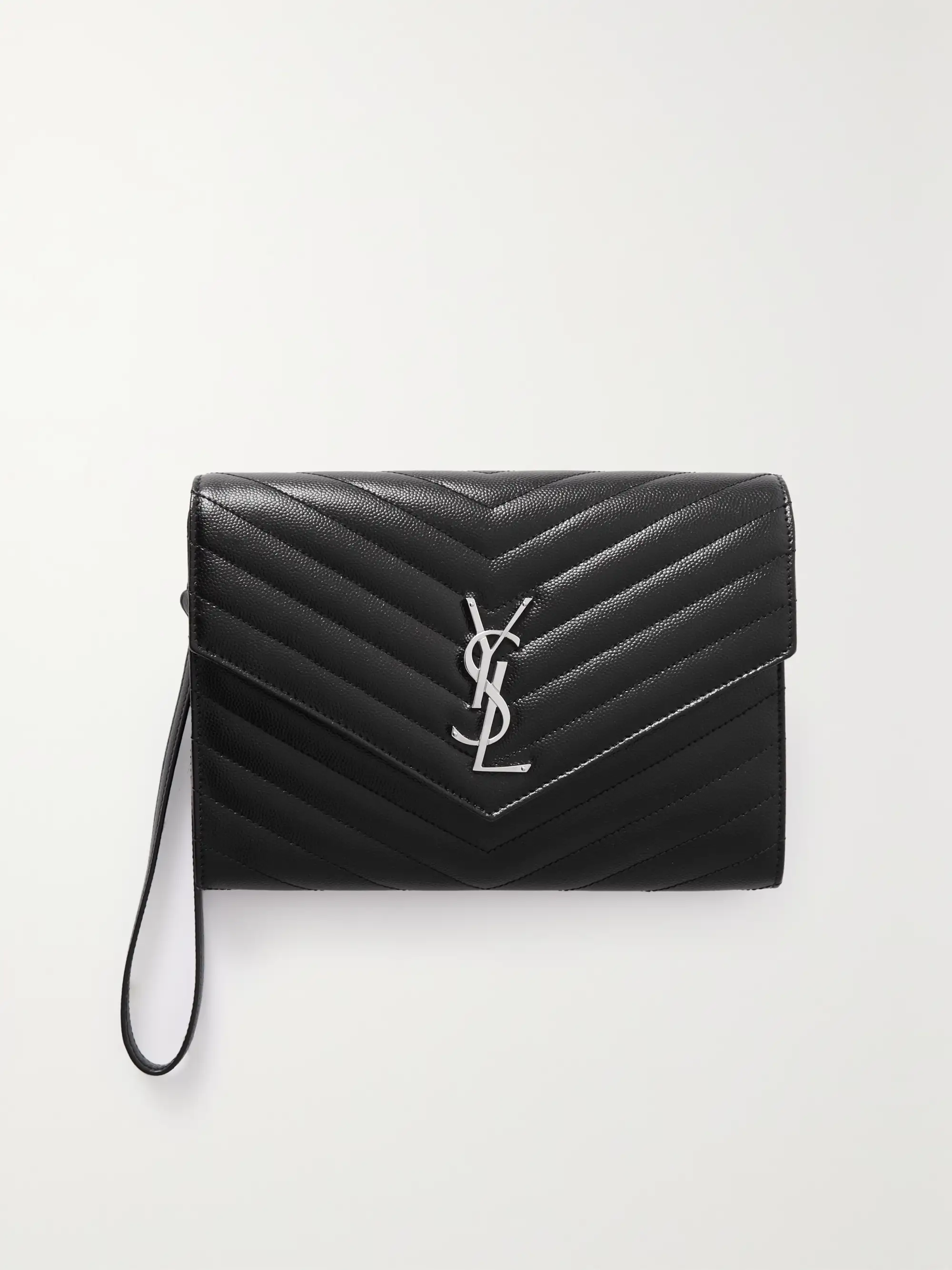 Saint Laurent Monogramme quilted textured-leather pouch